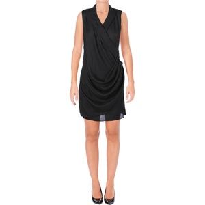 Avon Black Faux Wrap Sleeveless Cocktail Dress S